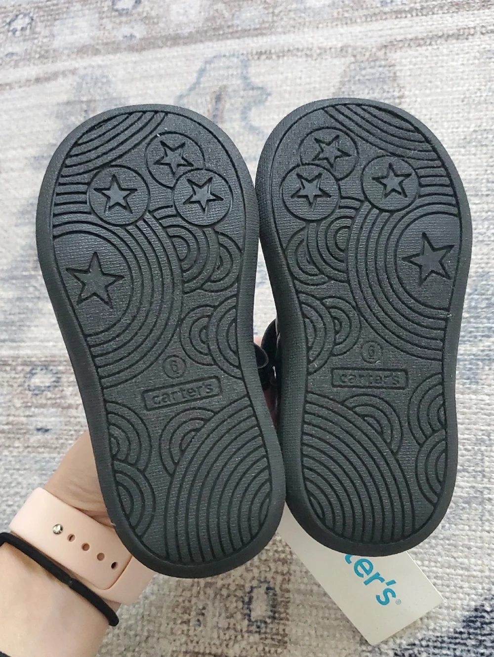 NWT Carters Black Aggie 2 Quilted Cap Toe Mary Jane Shoes Sz6
